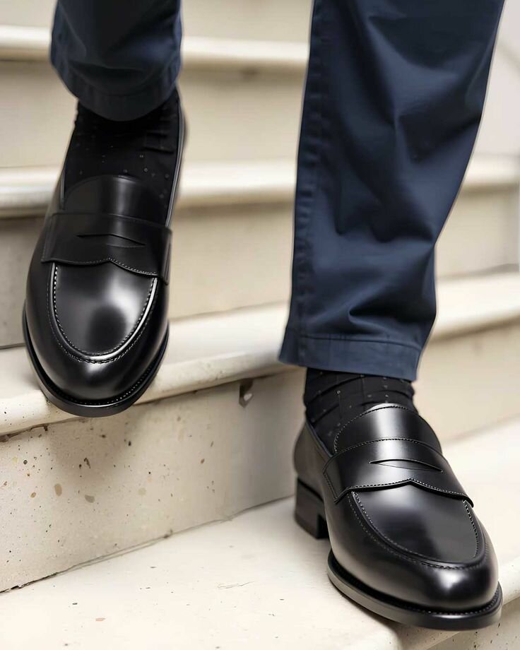 Mocassins en cuir noir élégants