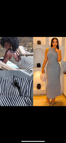 Robe longue rayée élégante