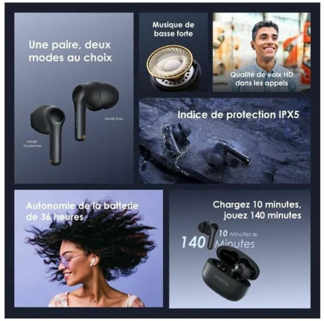 oraimo FreePods 3C Écouteurs sans fil ENC﻿ - 2 Mode