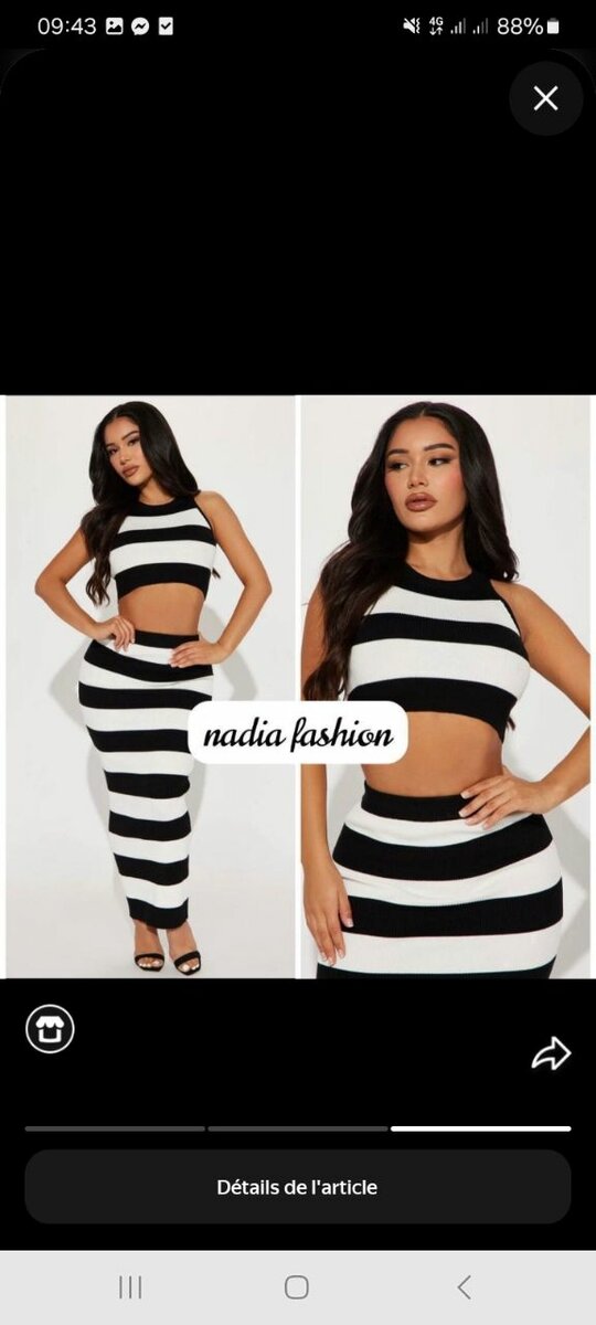 Robe rayée en deux pièces