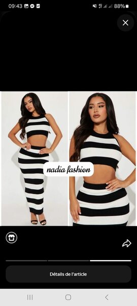 Robe rayée en deux pièces