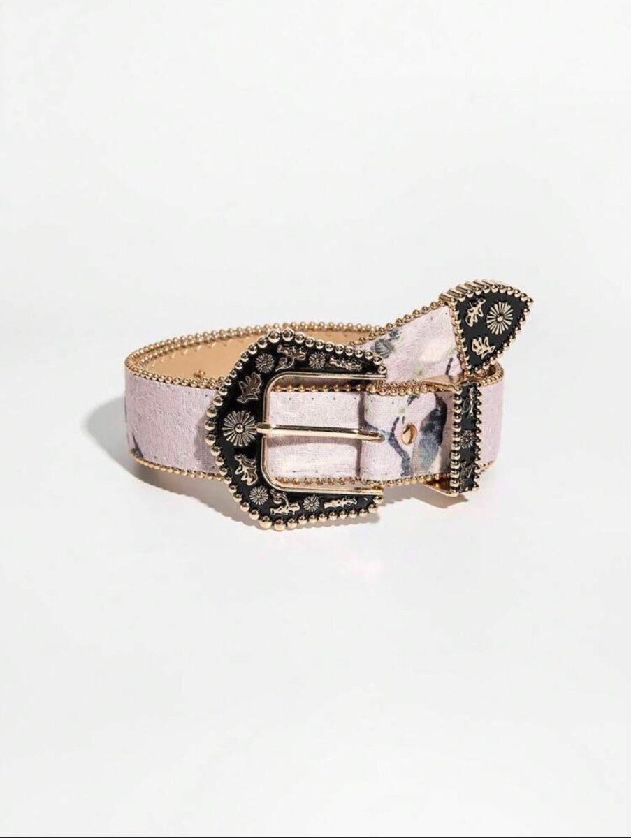 Ceinture en cuir motif floral