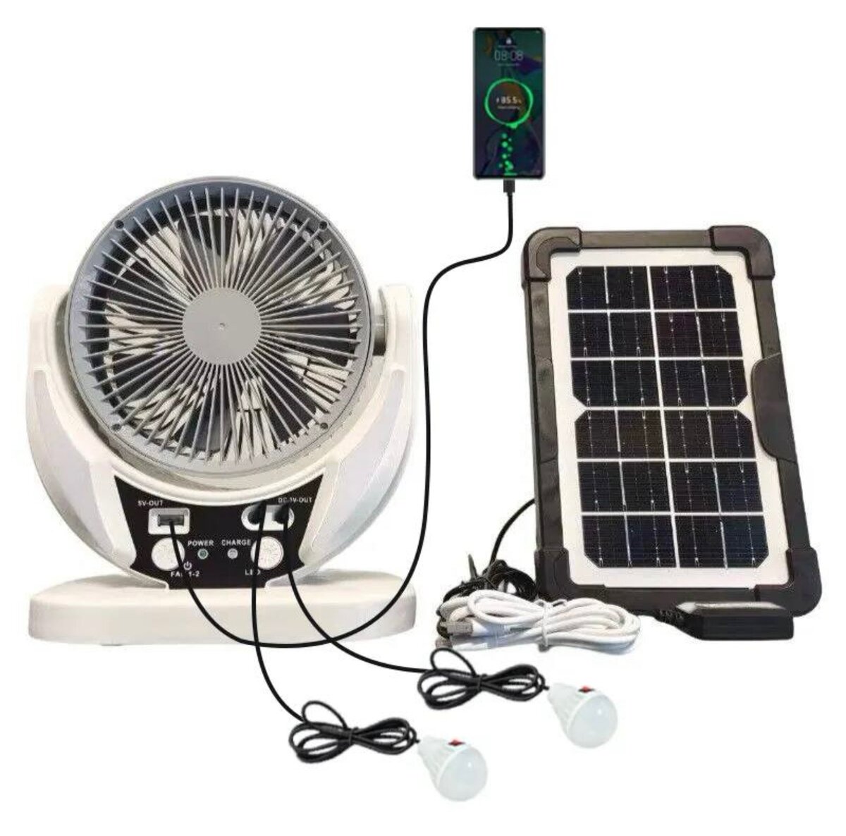 ventilateur de table solaire à batterie intégrée de 6 pouces