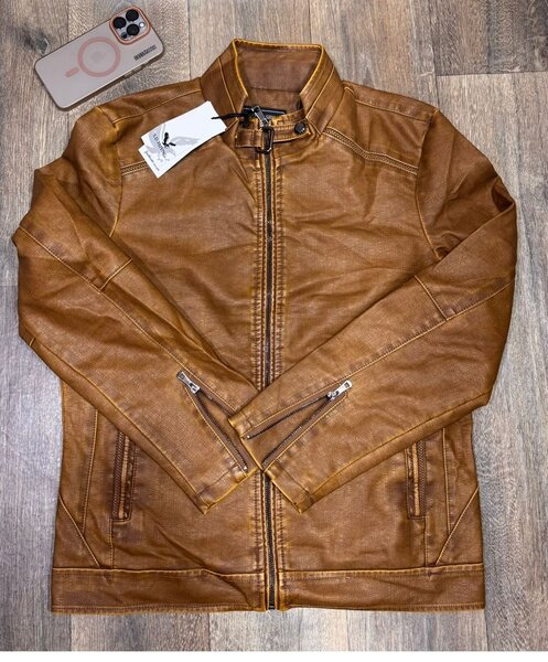 Veste en cuir marron chic