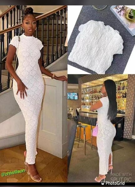 Robe longue en dentelle blanche