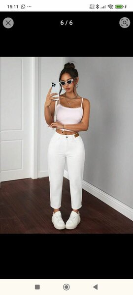 Pantalon blanc taille haute femme