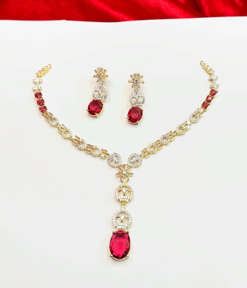 American Diamond 1 karat Necklace set 