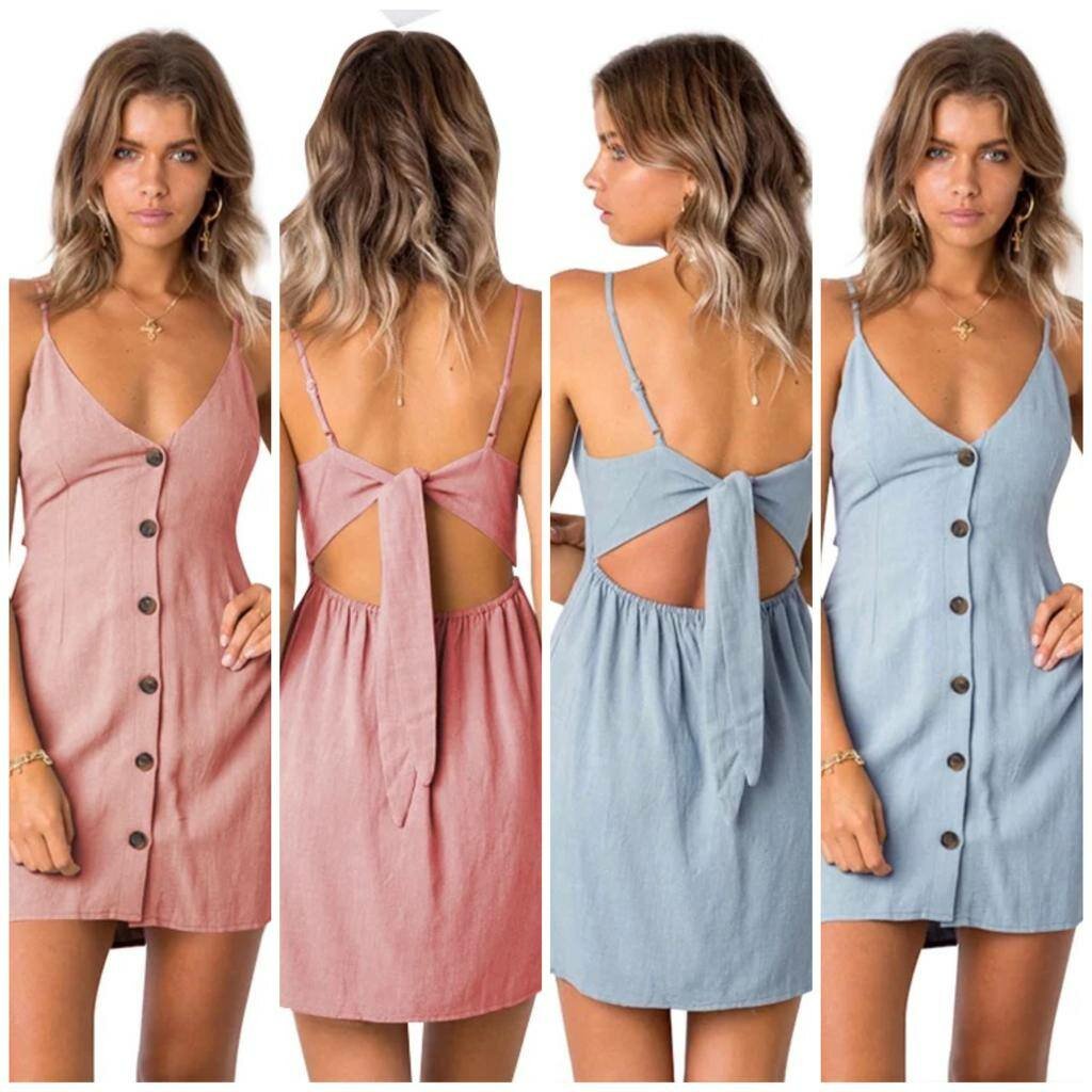 Robe d'été dos ouvert boutonnée