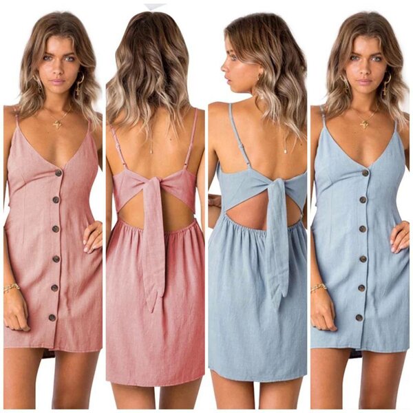 Robe d'été dos ouvert boutonnée
