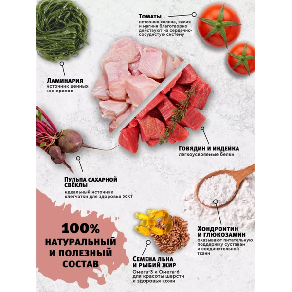 Корм ZOOCHARM 12кг для щенков мелких пород Говядина индейка