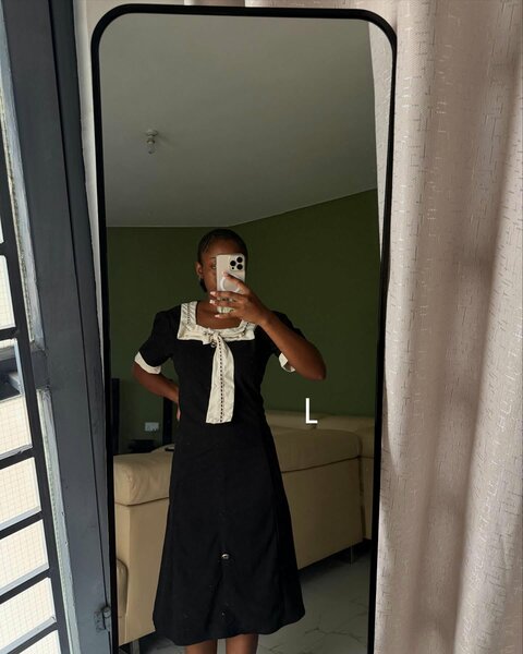 Black dress with white inserts