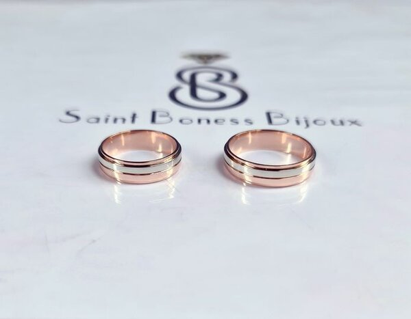 Bague alliance deux or ( or rose or blanc ) 18k