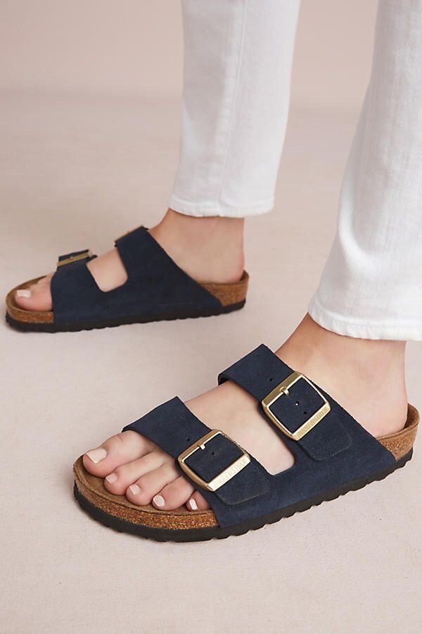 Sandales en cuir bleu confort