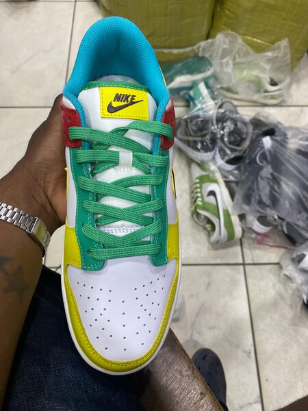 Sneakers en cuir multicolores