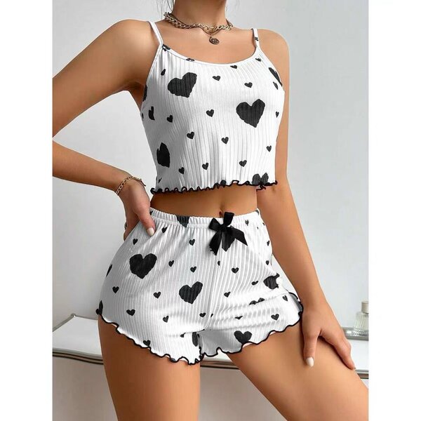 Pyjama deux pièces à cœurs