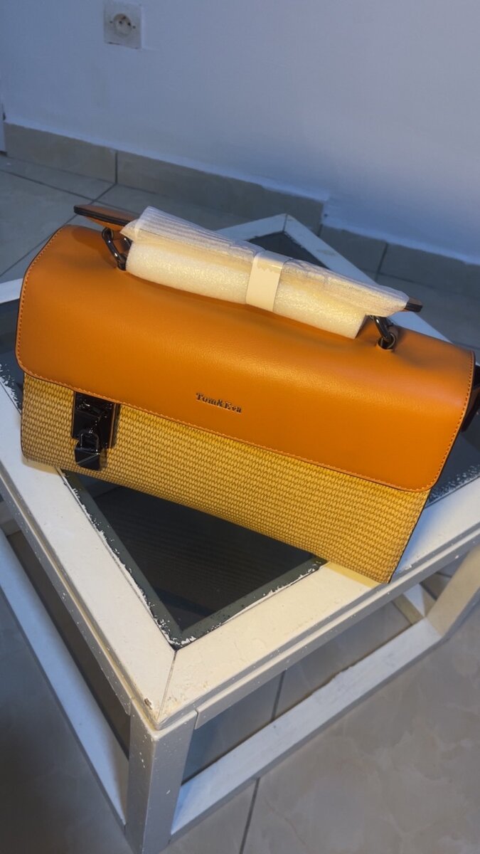 Sac à main en cuir et paille