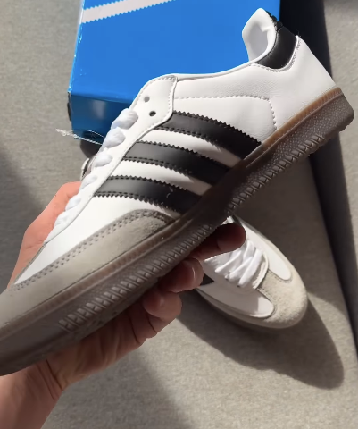 Кеды Adidas Samba белые/коричневые