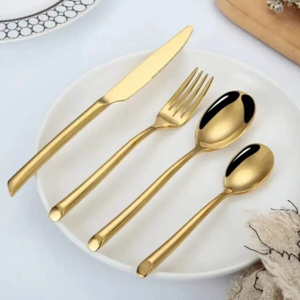 Couverts en Acier Inoxydable lot de 24 pièces doré 