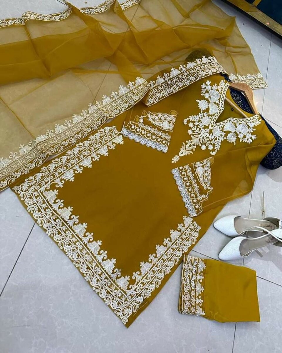 Organza 3piece Embroidery suit