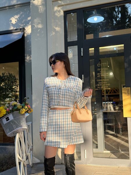 Твидовый двойка юбка-шорта 42-44