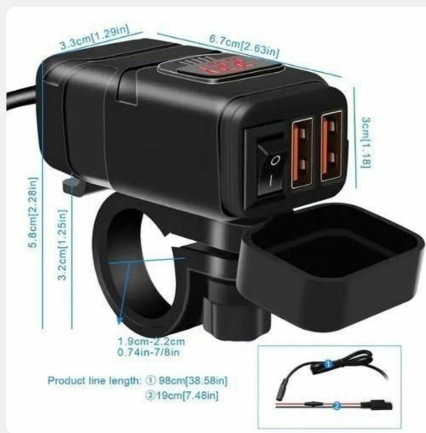 Chargeur USB QC3.0 pour moto