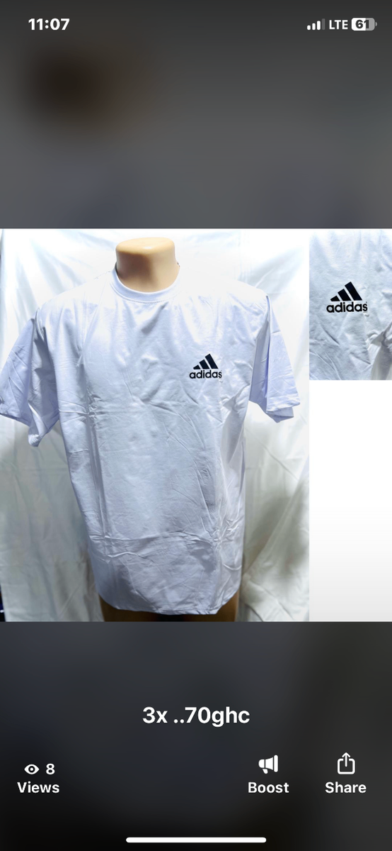 Addidas White Round Neck Top