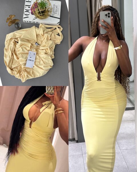 Robe Jaune Évasée Élégante