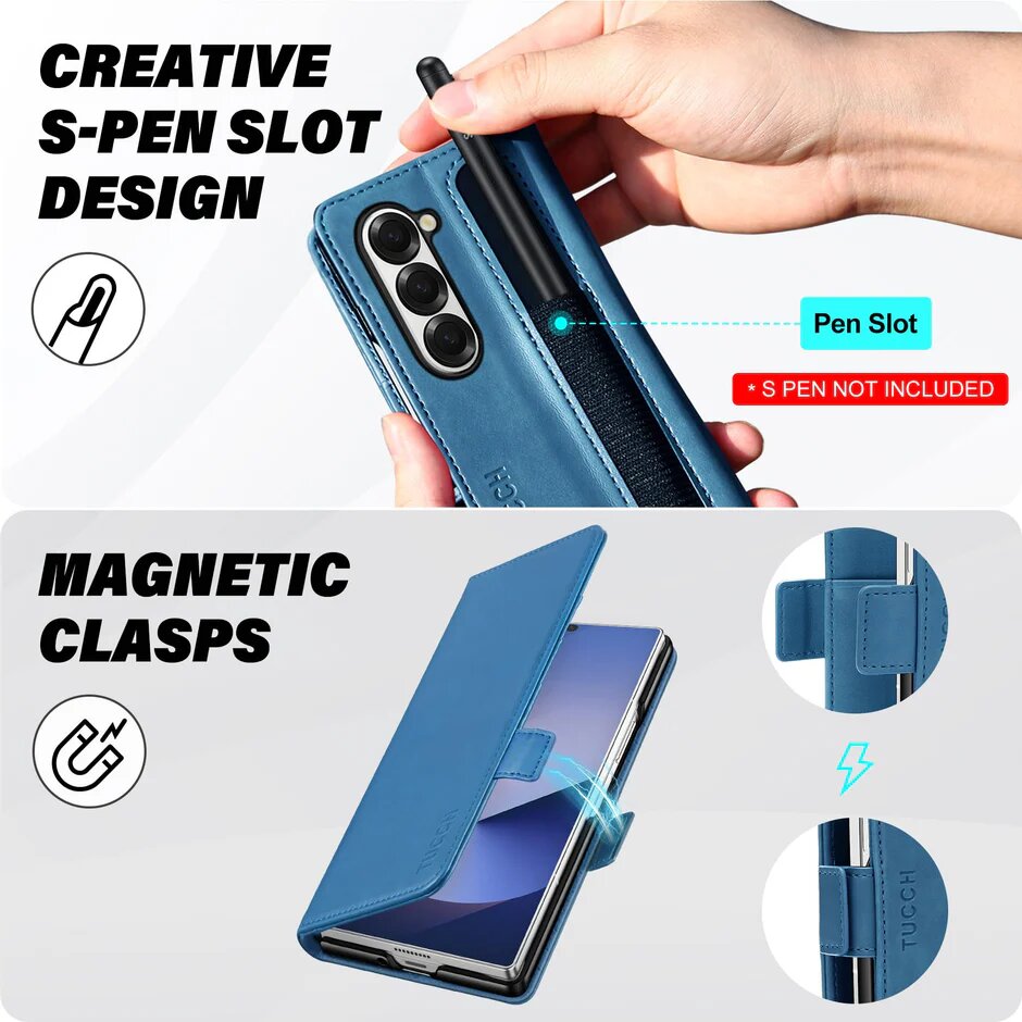 Étui à rabat pour Galaxy Z Fold 6 en cuir PU