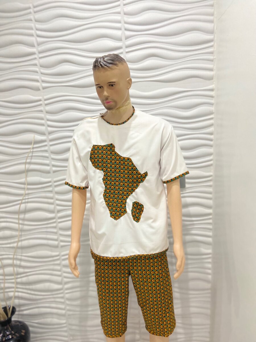 2pcs African Map African Print Designed With Pant