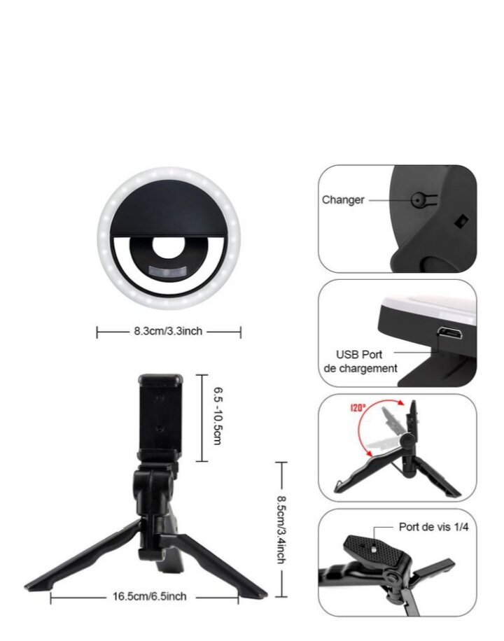 Support de trépied téléphone selfie Anneau lumineux