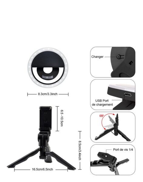 Support de trépied téléphone selfie Anneau lumineux