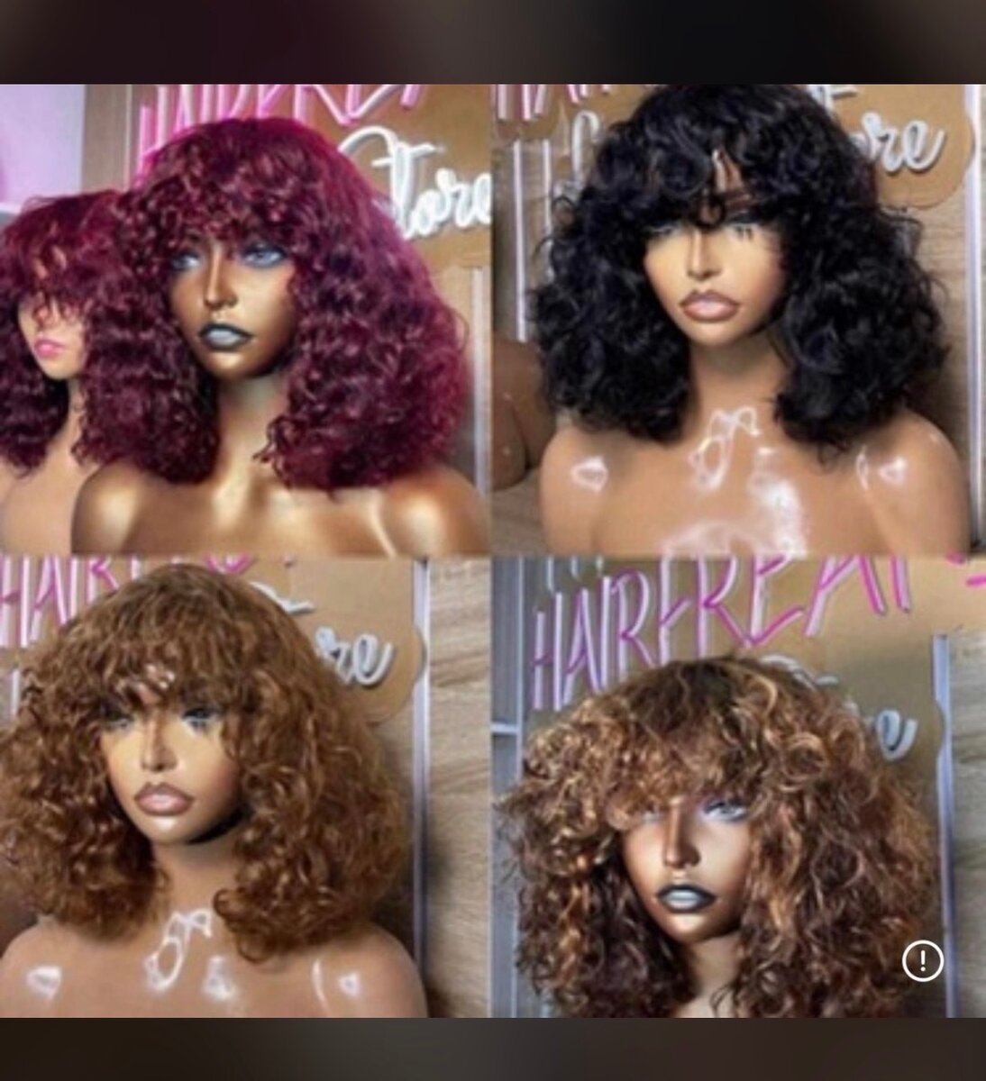 Perruque bouclée naturelle