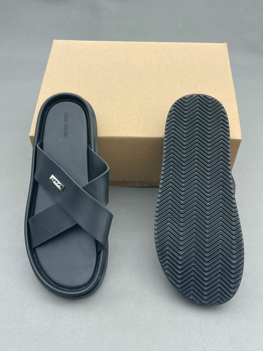 Sandales croisées noires homme