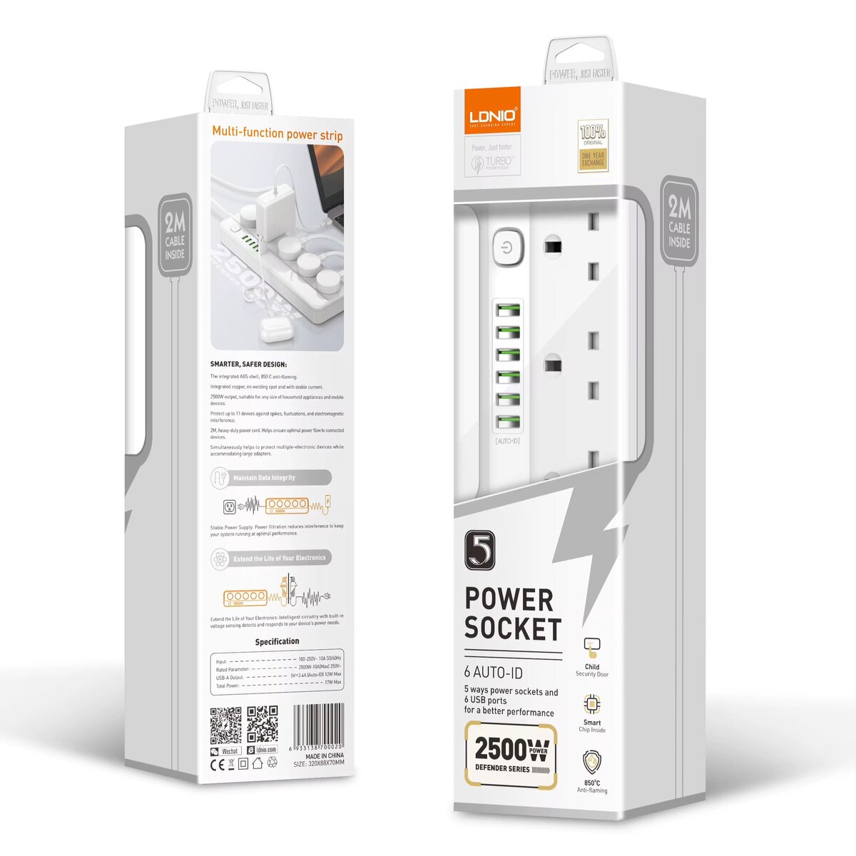 Prise Multiple 5 USB 2500W