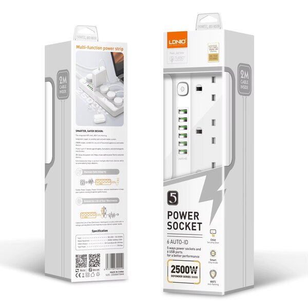 Prise Multiple 5 USB 2500W