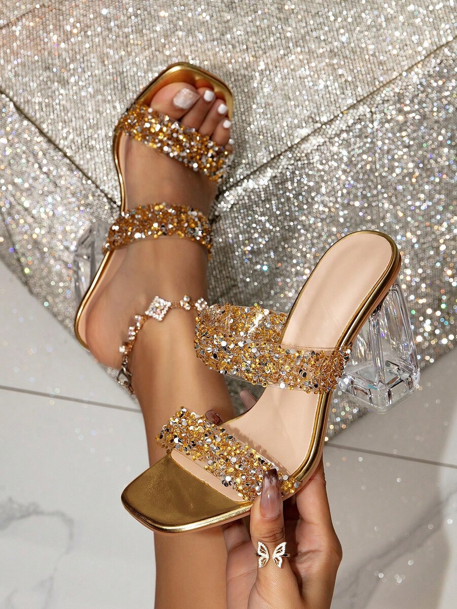 Sandales à talon cristal étincelantes