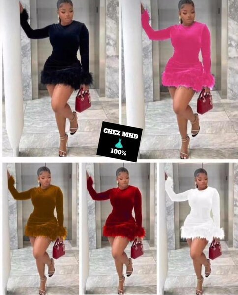 Robe Élégante avec Plumes