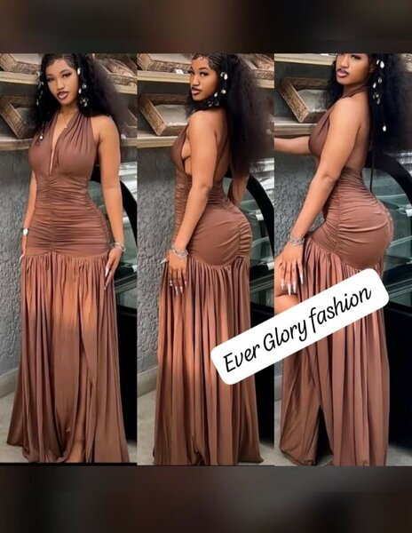 Robe longue élégante marron