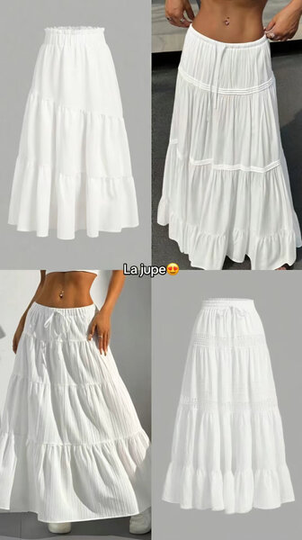 Jupe longue plissée blanche