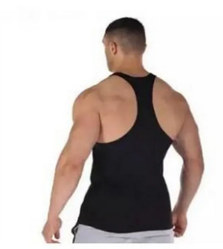 Pack of 3 - Black 100 % Pure Combed Cotton Body Builder Vest / Gym Stringer vest / top trunk / Black vest