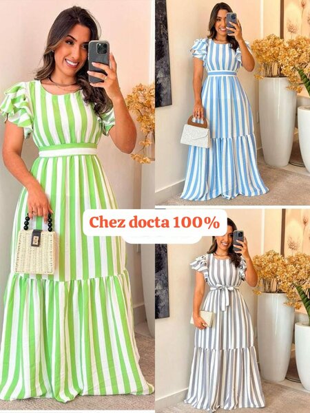 Robe longue rayée élégante