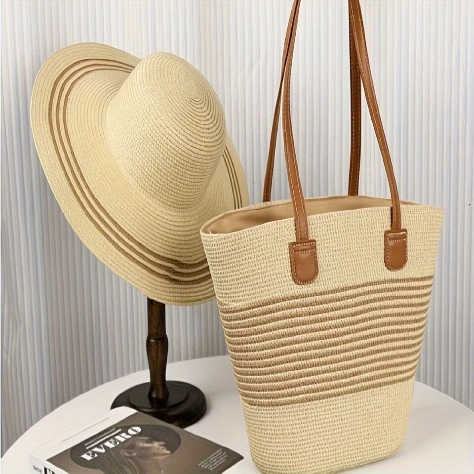 Chapeau et Sac Plage en Paille