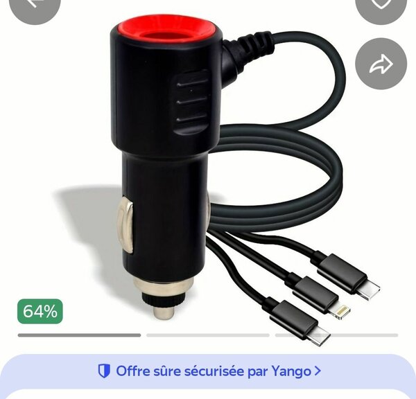 Chargeur de Voiture Triple USB