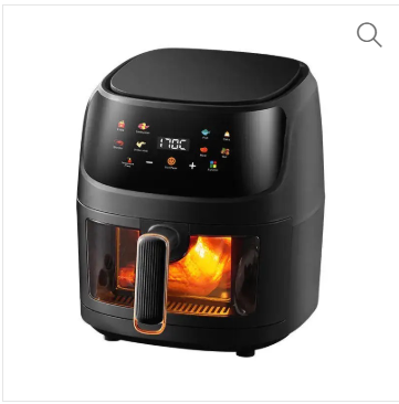 Black 8L Sliver Crest Digital Touch Screen Air Fryer with Viewing Window and Nonstick Basket