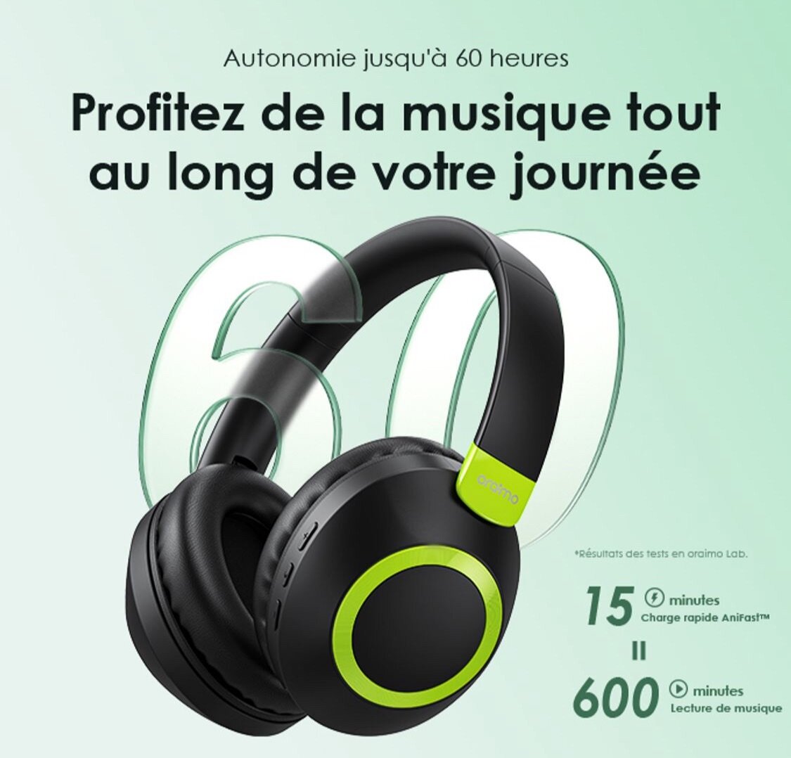 Casque sans fil à autonomie prolongée