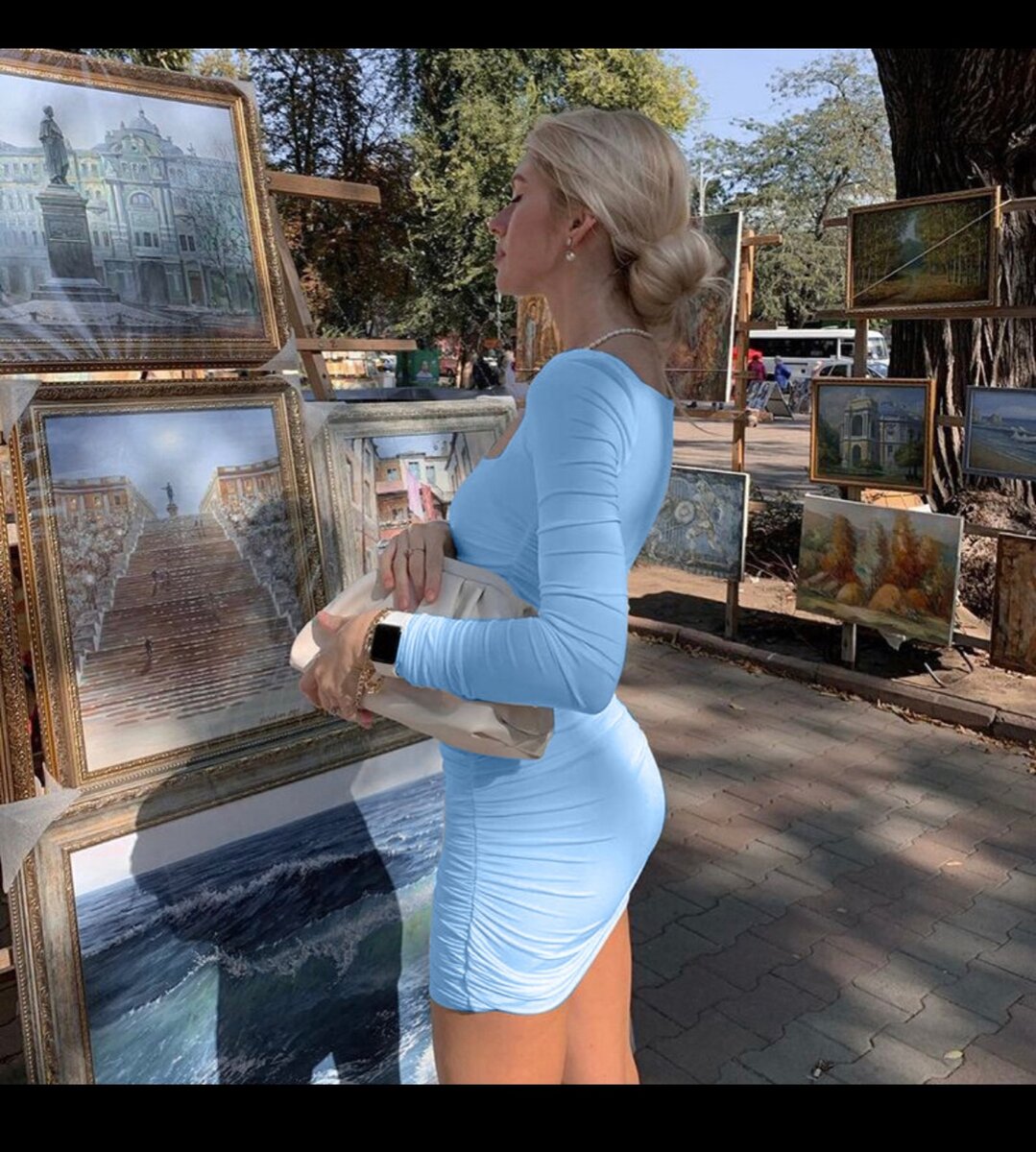 Women sexy square neck long sleeve bodycon dress