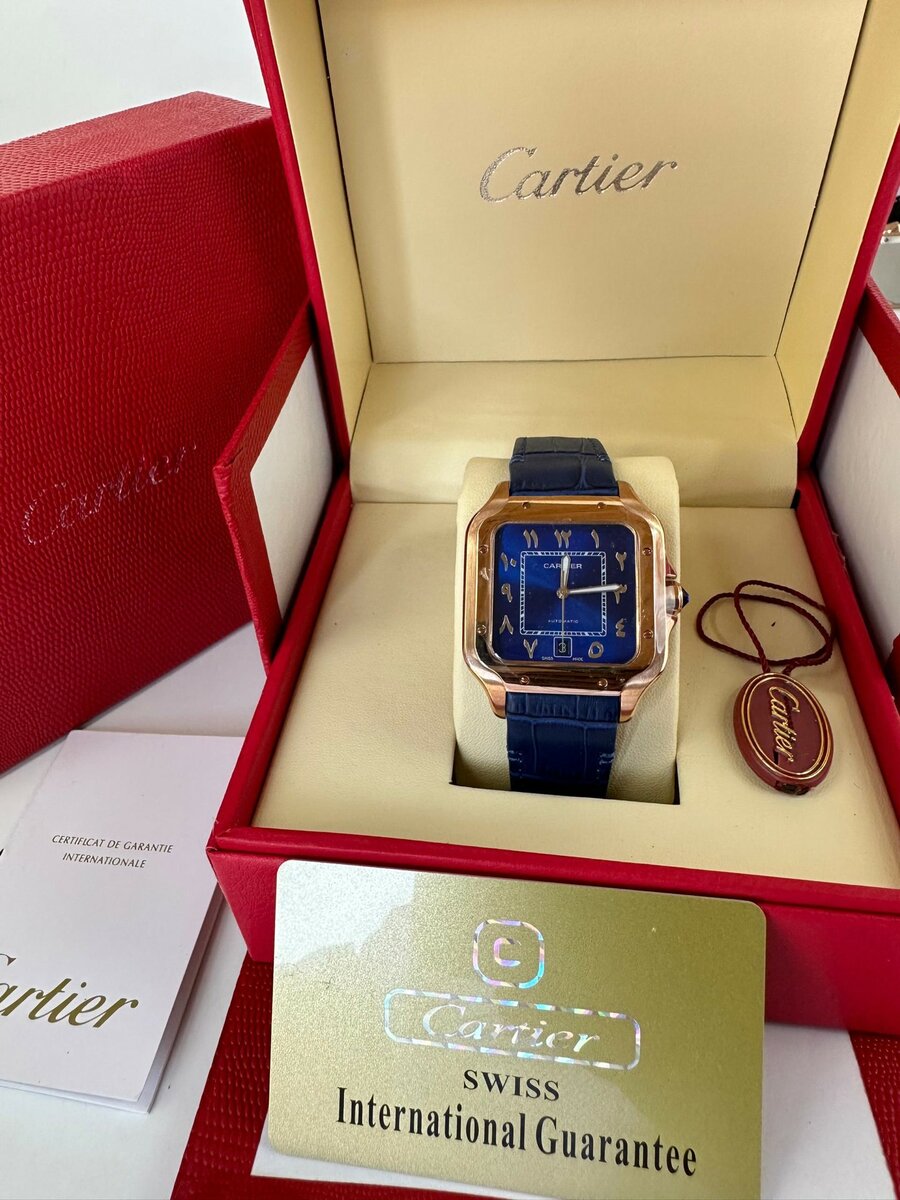 Classic Cartier Santos Leather Watch
