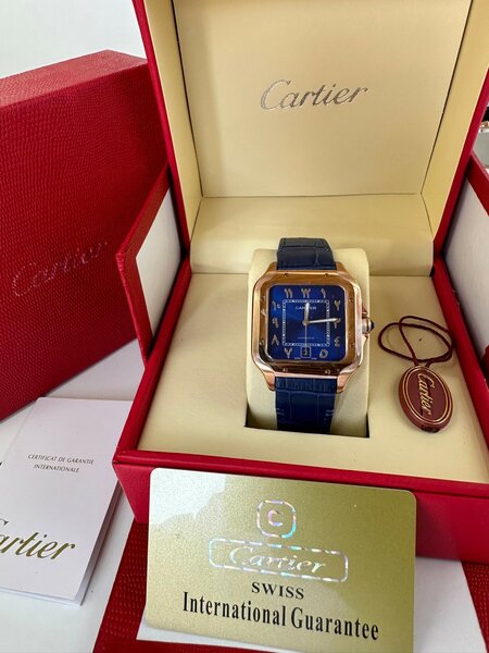 Classic Cartier Santos Leather Watch
