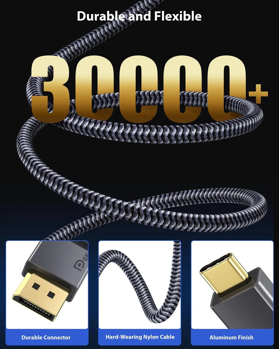 Câble DisplayPort 1.4 8K 60Hz 4K 60Hz 144Hz 120Hz 5K 60Hz 2K