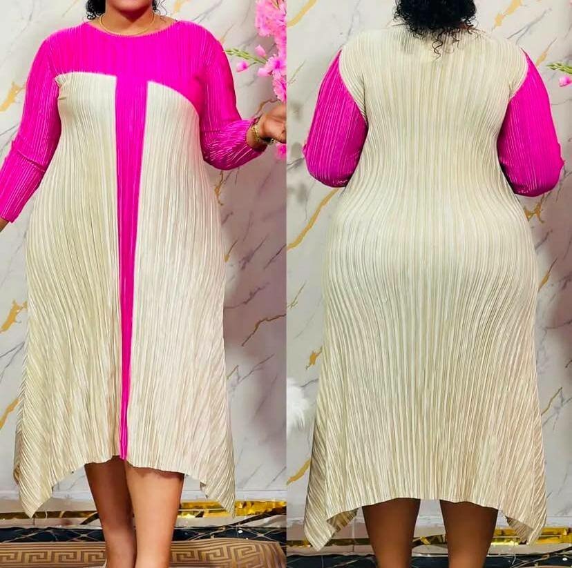 Robe plissée bicolore élégante